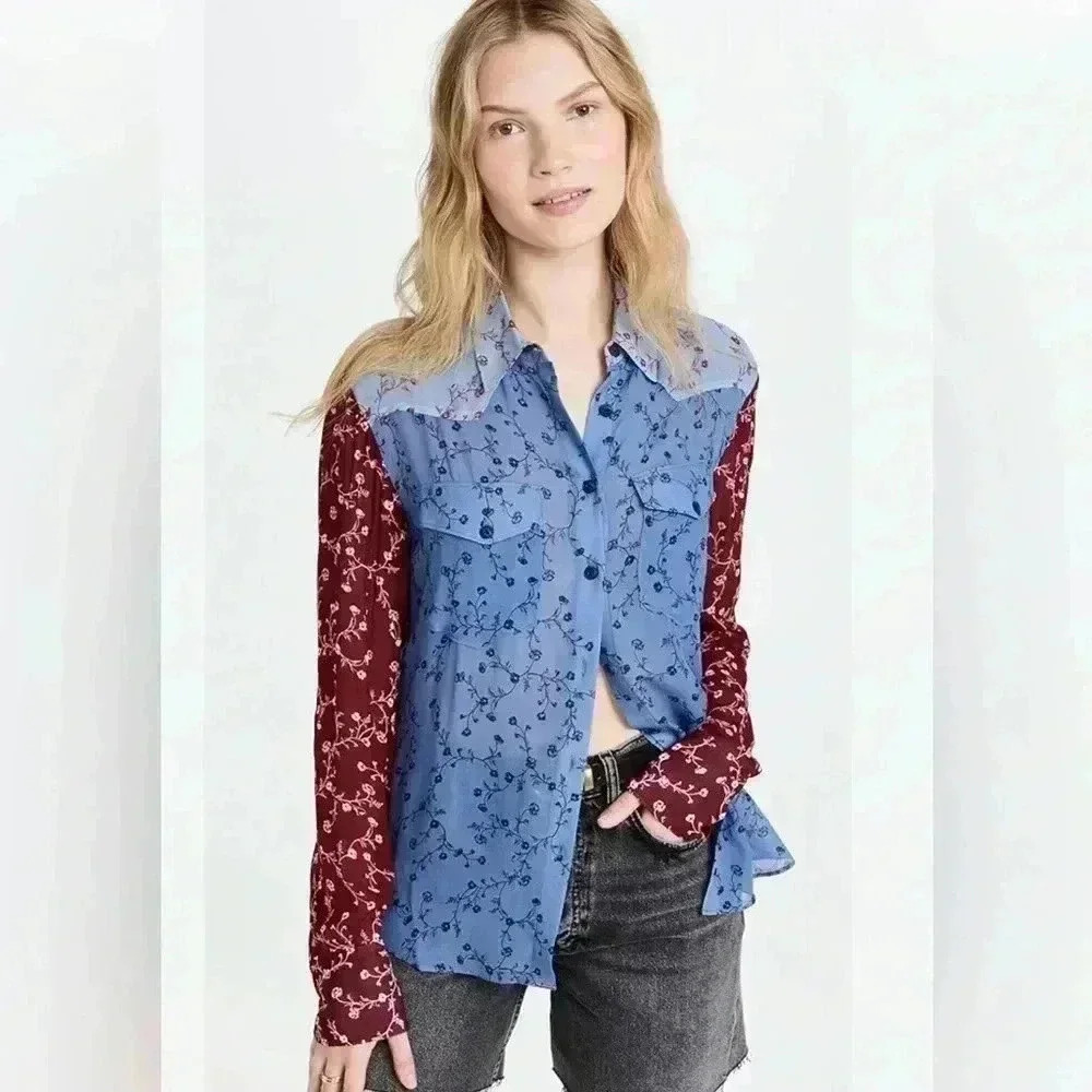 Rag & Bone Patchwork Shirt, Size: Medium - image 2